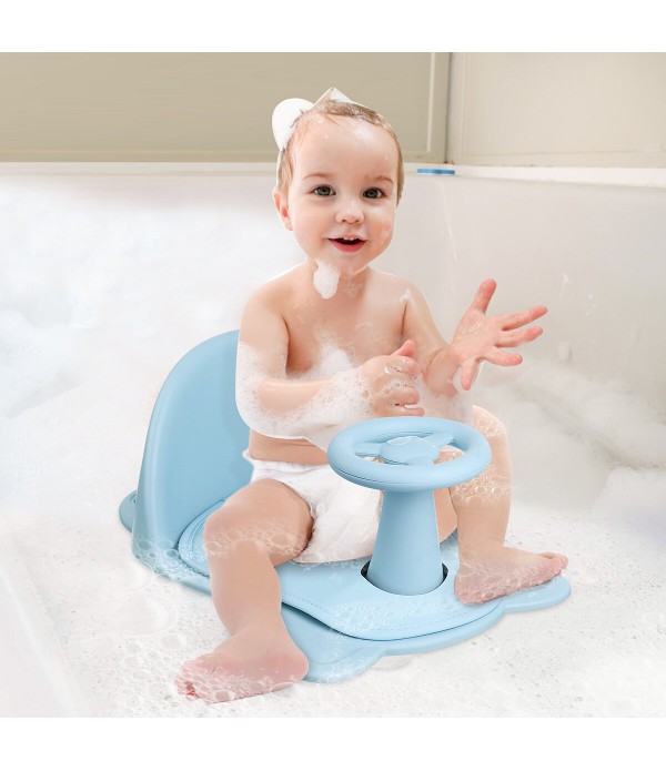 Comfortable Baby Bath Tub Ring Seat Infant Toddler Kids Anti-Slip Safety - Blue