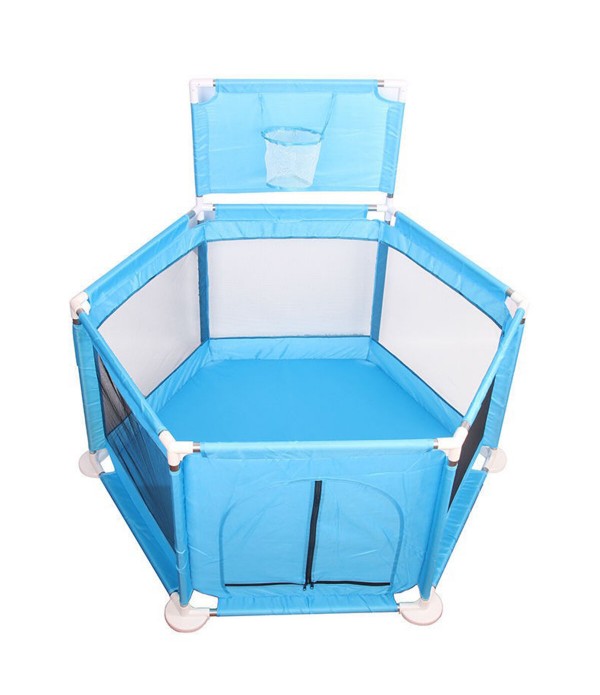 Playpen For Children Infant Fence Safety Barriers Children's Ball Pool Baby Playground Gym with Basketball Field - Green