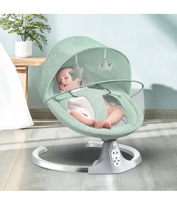 Baby bouncer, electric baby swing with music, usable from birth up to approx. 9 months, 0-18 kg load capacity, 5 speed controls 