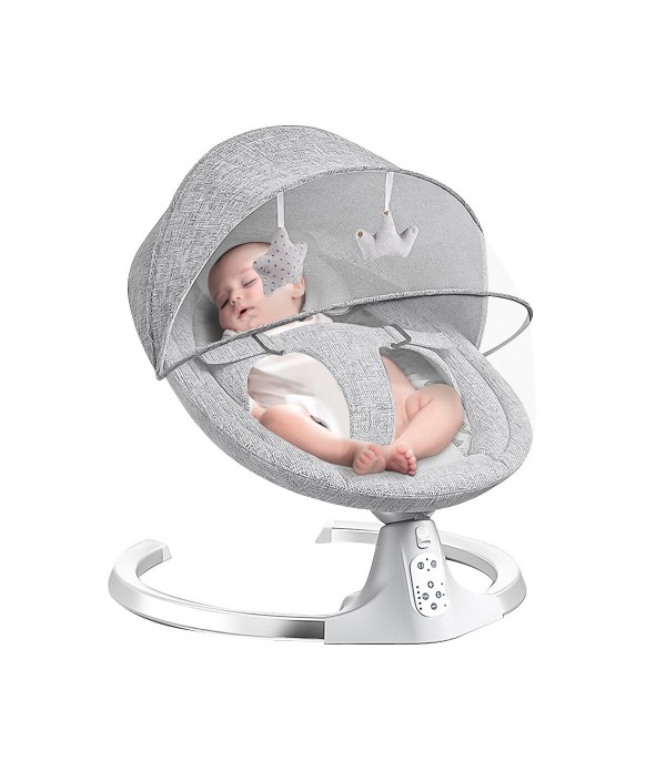 Baby bouncer, electric baby swing with music, usable from birth up to approx. 9 months, 0-18 kg load capacity, 5 speed controls 