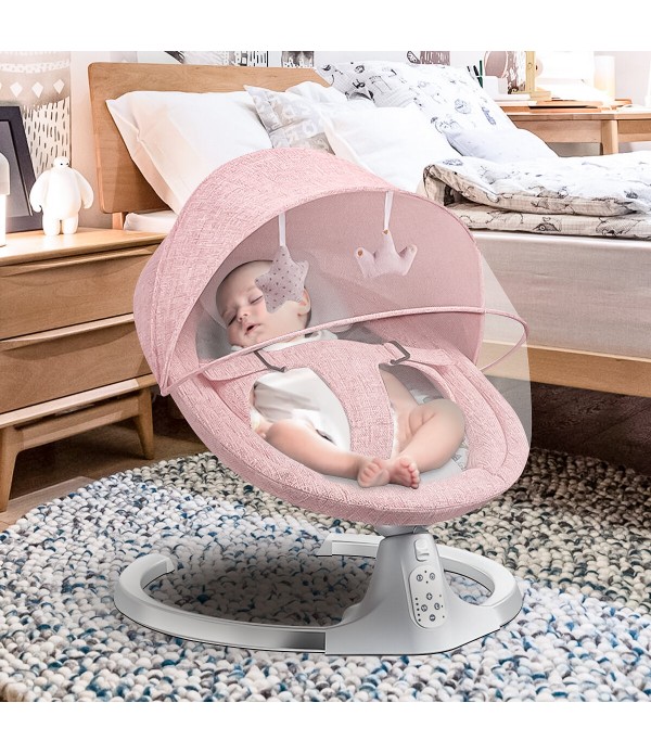 Baby bouncer, electric baby swing with music, usable from birth up to approx. 9 months, 0-18 kg load capacity, 5 speed controls 