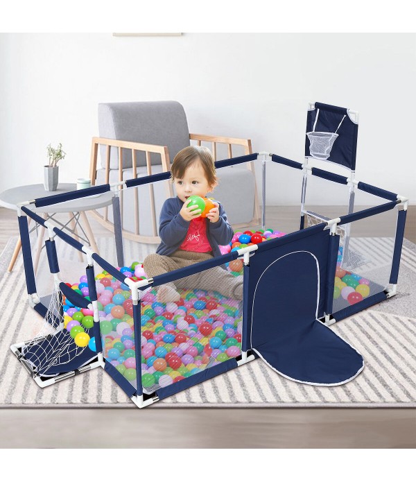 3 in 1 Baby Playpen Interactive Safety Indoor Gate Play Yards Tent Basketball Court Kids Furniture for Children Large Dry Pool P