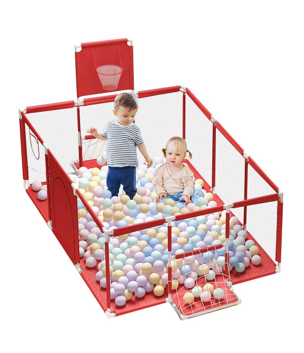 3 in 1 Baby Playpen Interactive Safety Indoor Gate Play Yards Tent Basketball Court Kids Furniture for Children Large Dry Pool P