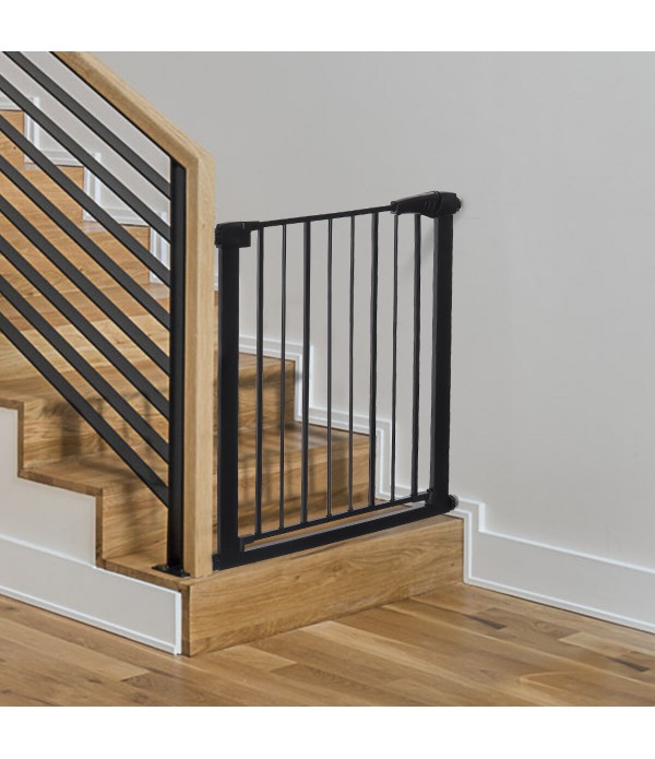 Extra Wide Baby Gate Baby Fences Kids Play Gate Large Pet Gate with Swing Door For Doorway Stairs - Black