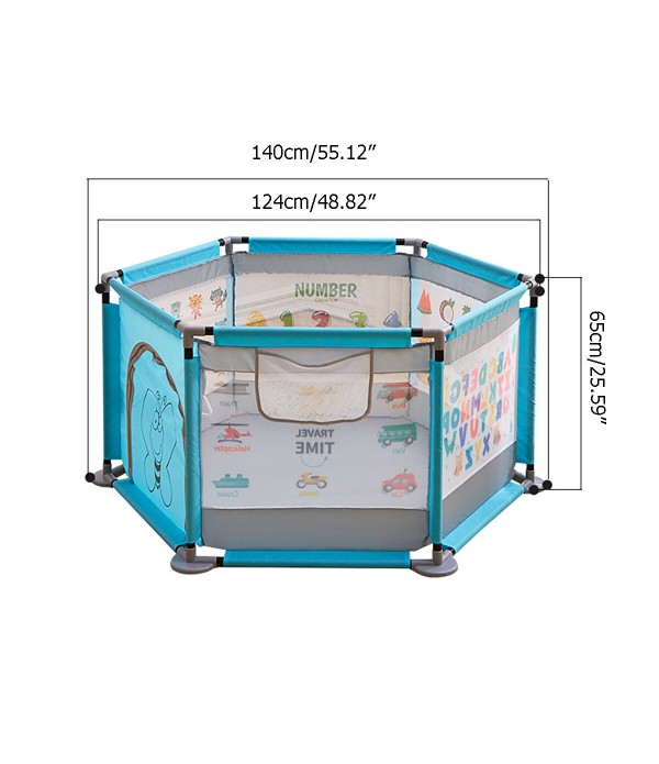 65cm Baby Playpen, Portable Large Playard Indoor &amp; Outdoor Kids Activity Center with Mesh and Learning Pattern,Kid's Fence f