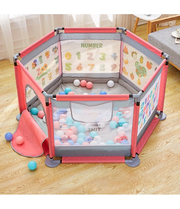 65cm Baby Playpen, Portable Large Playard Indoor &amp; Outdoor Kids Activity Center with Mesh and Learning Pattern,Kid's Fence f