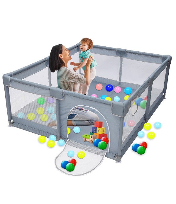 79'' Baby Playpen Infants Toddler Safety Kids Packable &amp; Portable Play Pens Activity Play Yard +Gate for Babies and Toddlers