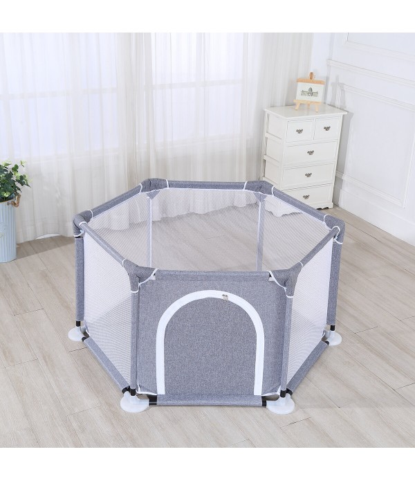 Baby Playpen Children Toddler Kids Safety Fence Indoor Outdoor Play Pen Ocean Ball Pool - Light Blue