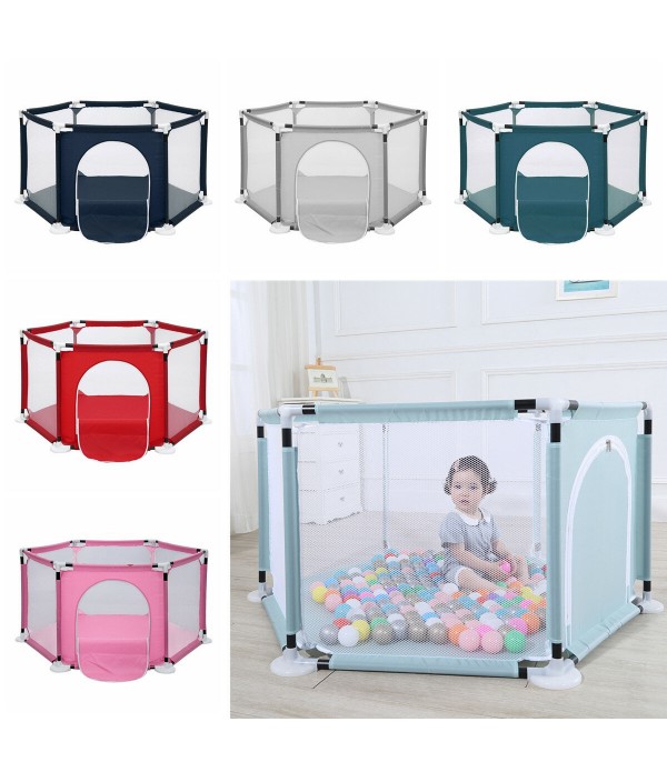 3-6 Years Baby Safety Playpen Baby Fence Gate Foldable Interactive Indoor Outdoor Playpen Children Kids Playard - Gray