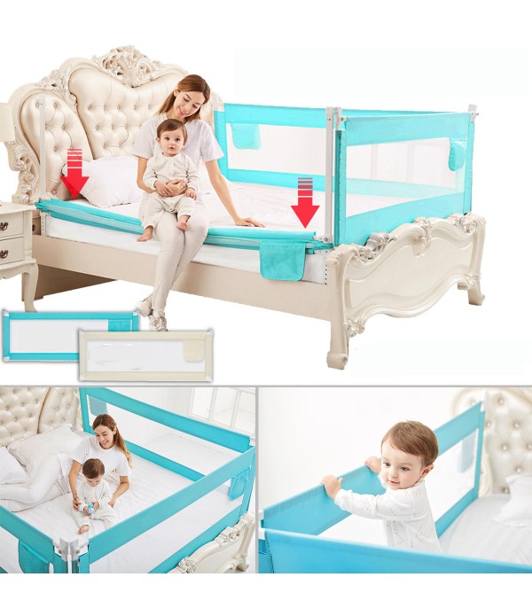 Baby Guard Bed Rail Toddler Safety Adjustable Kids Infant Bed Universal 71"/79" Decorations - Beige 150*80cm