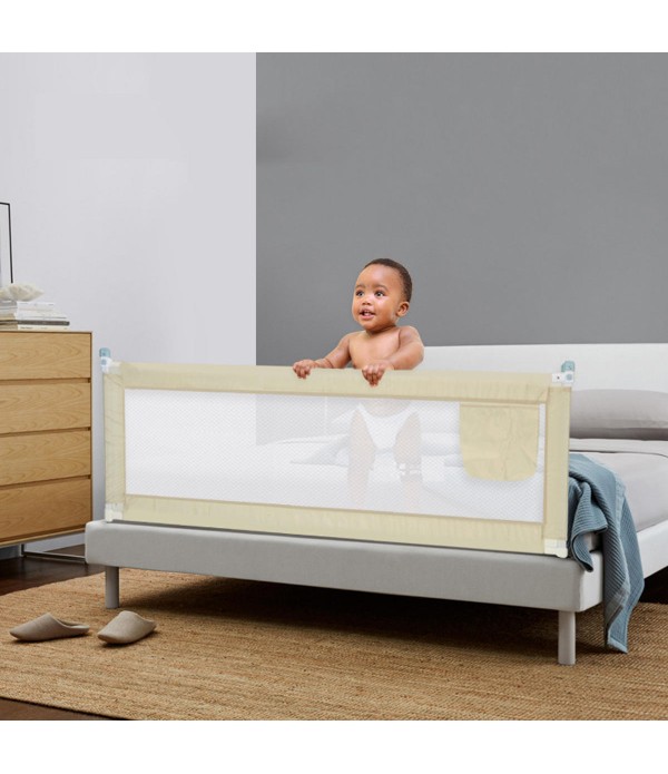 Baby Guard Bed Rail Toddler Safety Adjustable Kids Infant Bed Universal 71"/79" Decorations - Beige 150*80cm