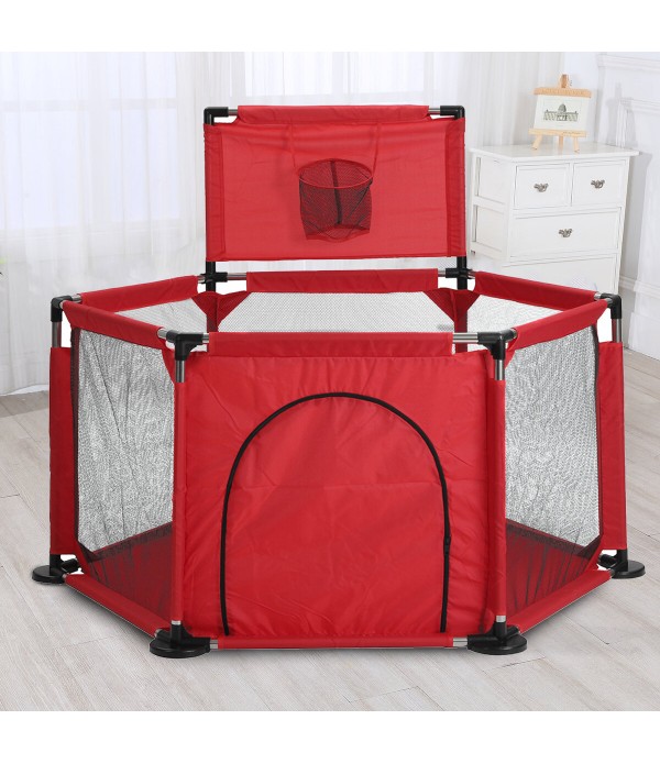 Baby Playpen Oxford Cloth Baby Balls Pool Infant Playground Fence Toddler Solid Color Safety Guardrail - Red