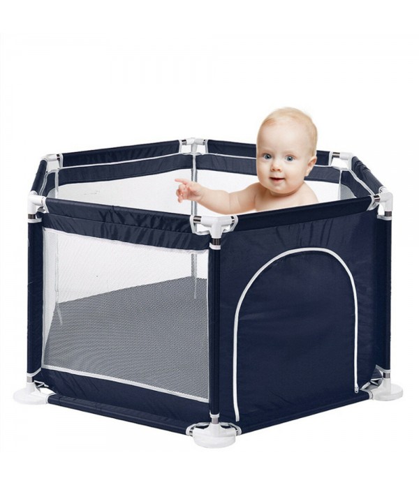 Baby Safety Play Yard Six-sided Kid Activity Center Toddler Folding Indoor Outdoor Baby Playpen - Grey