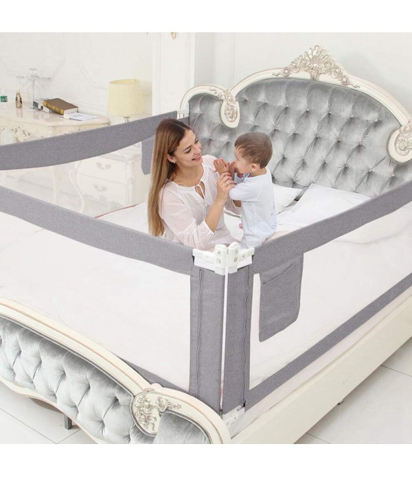 1.5/1.8/2m Bed Rail Baby Guard Toddler Safety Guardrail Kids Infant Bed - Gray 1.5m