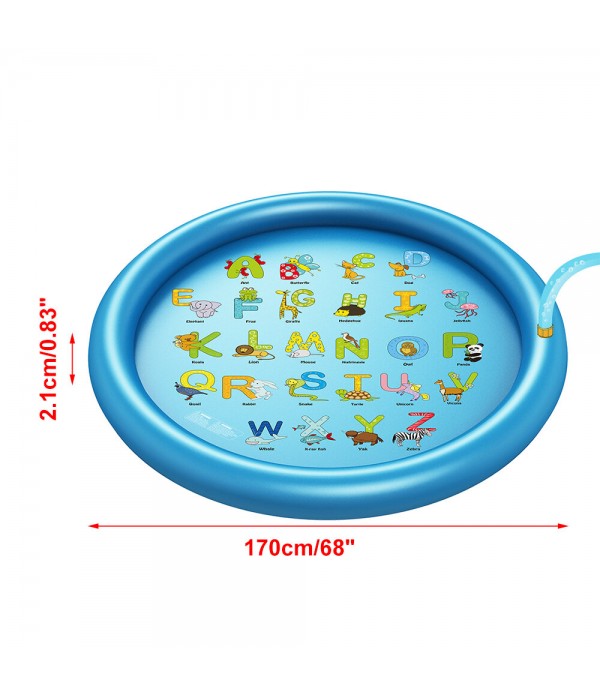 170cm Sprinkle Play Mat Sprinkler Pad for Kids Sprinkler Pool for Children Outdoor Water Toys Learning Educational Wading Pool f