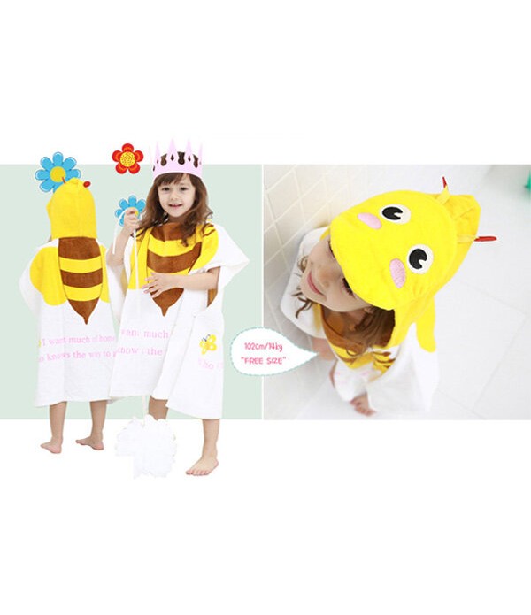 Baby Kids Cute Animal Design Hooded Bathrobe Towels - Frog