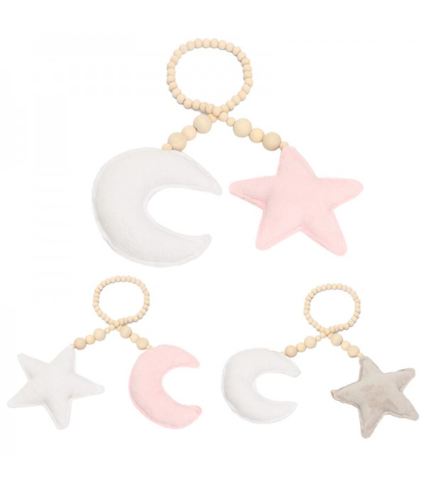 Star &amp; Moon Pendant with Wooden Beads for ...