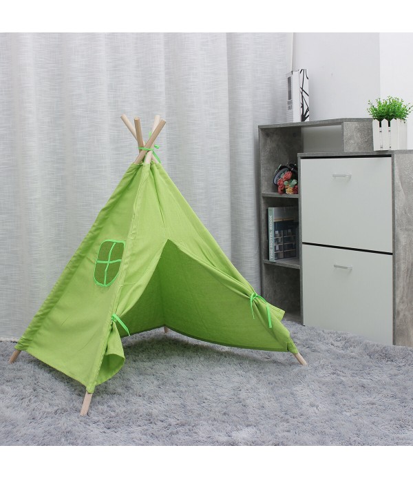 1.1m Portable Wooden Kids Play Tent Castle for Kids Portable Playhouse Children House for Indoor Outdoor Use