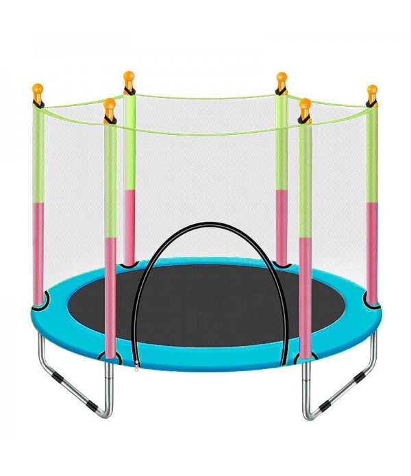 Kids Trampoline with Enclosure Safety Net Jumping Mat Spring Cover Padding - Red