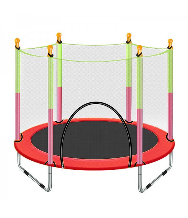 Kids Trampoline with Enclosure Safety Net Jumping Mat Spring Cover Padding - Red