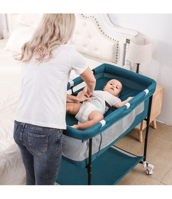 4-In-1 Infant Bedside Crib Portable Baby Sleeper Adjustable Height Stitching Big Bed for 0-36 Months Children - Gray