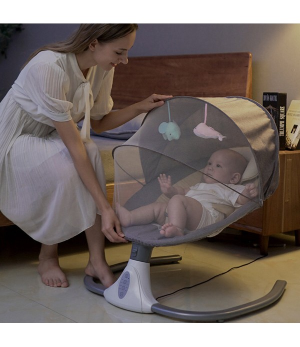 Smart Bluetooth Electric Baby Swings Remote Control Four-gear Adjustment Infant Comfort Crib Timing Breathable Baby Rocking Chai