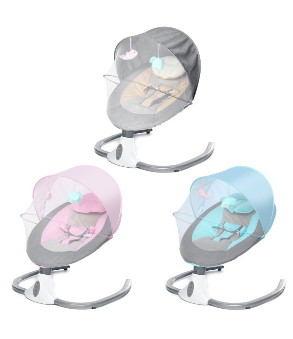 Smart Bluetooth Electric Baby Swings Remote Control Four-gear Adjustment Infant Comfort Crib Timing Breathable Baby Rocking Chai