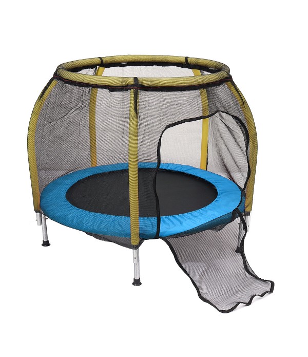 150KG Children Trampoline Round Mute Fitness Safety Jumping Child Fitness Protection Bed Furniture Indoor Playground - Blue