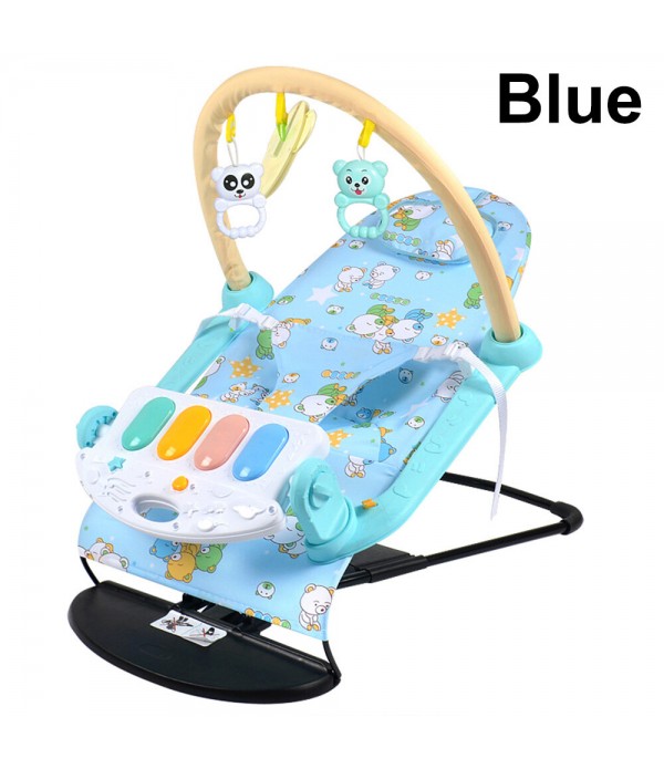 Foldable Baby Swing Chair Four-gear Height Adjustment Baby Electric Rocking Chair Washable Baby Recliner Comfort Chair - Blue