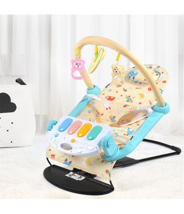 Foldable Baby Swing Chair Four-gear Height Adjustment Baby Electric Rocking Chair Washable Baby Recliner Comfort Chair - Blue