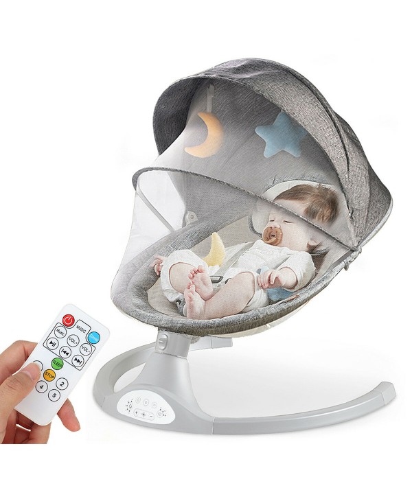 Kimbosmart Baby Swing Bouncer Chair, Multi-function Music Electric Swing Activities Rocker - Grey