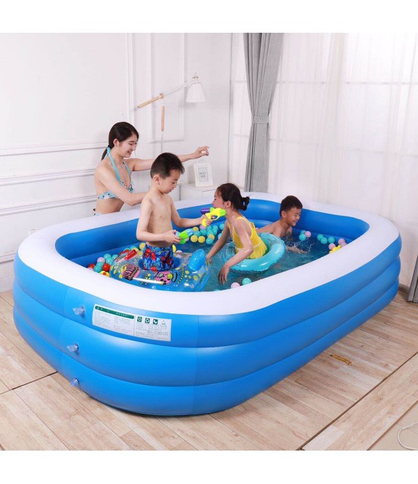 3-Layer Blue And White Inflatable Foldable Portabl...