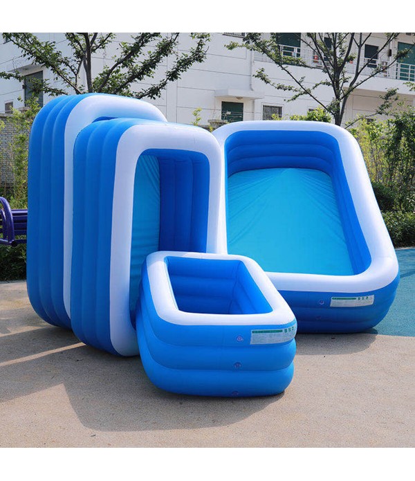 3-Layer Blue And White Inflatable Foldable Portable Swimming Pool Bathtub for Adult Children Home - 150cm