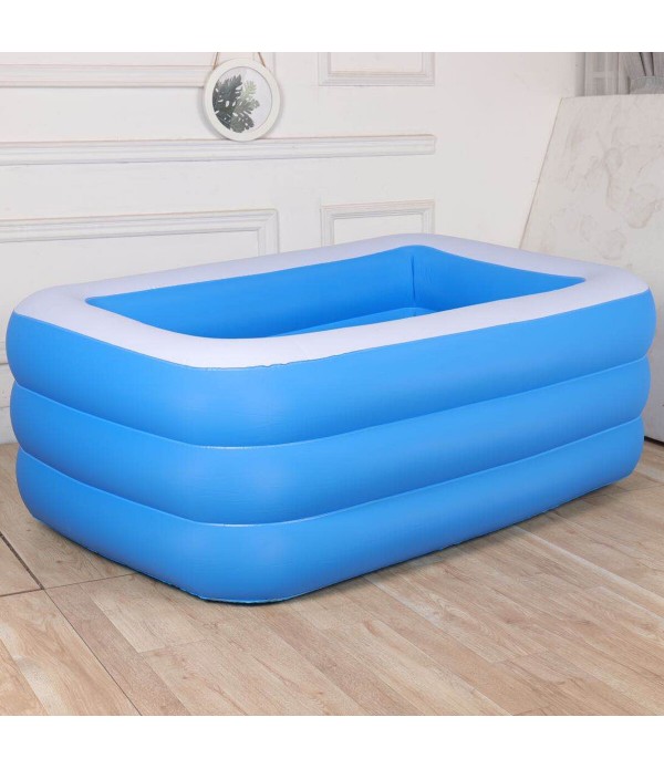 3-Layer Blue And White Inflatable Foldable Portable Swimming Pool Bathtub for Adult Children Home - 150cm