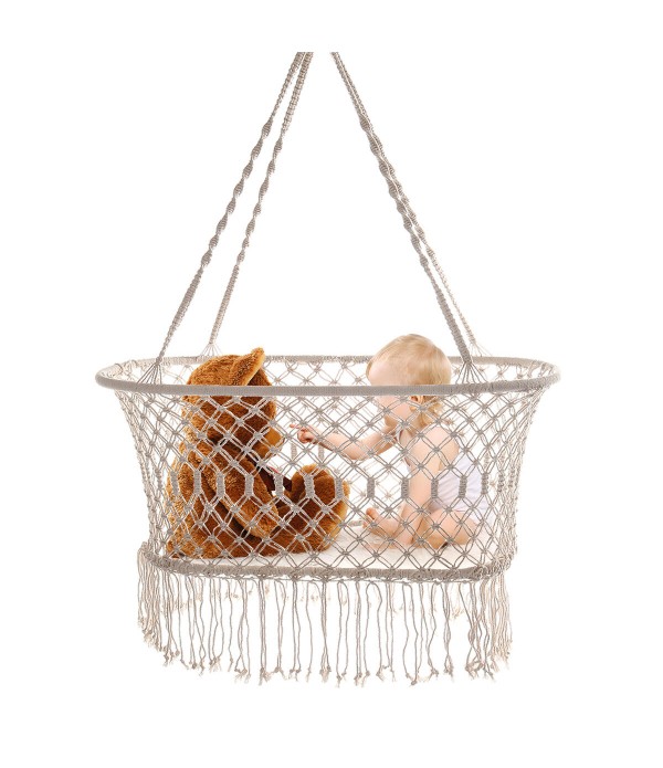 Baby Swing Macrame Tassel Hammock Hanging Bed Crad...