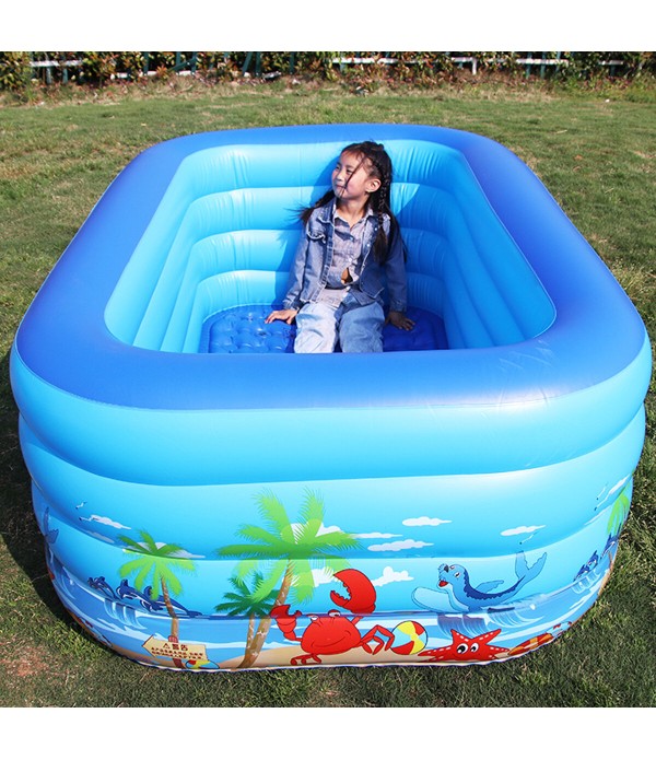 120/130/150/180/210 cm Rectangle Swimming Pool Outdoor Indoor Inflatable Adults Kids Pool BathingTub - 210CM