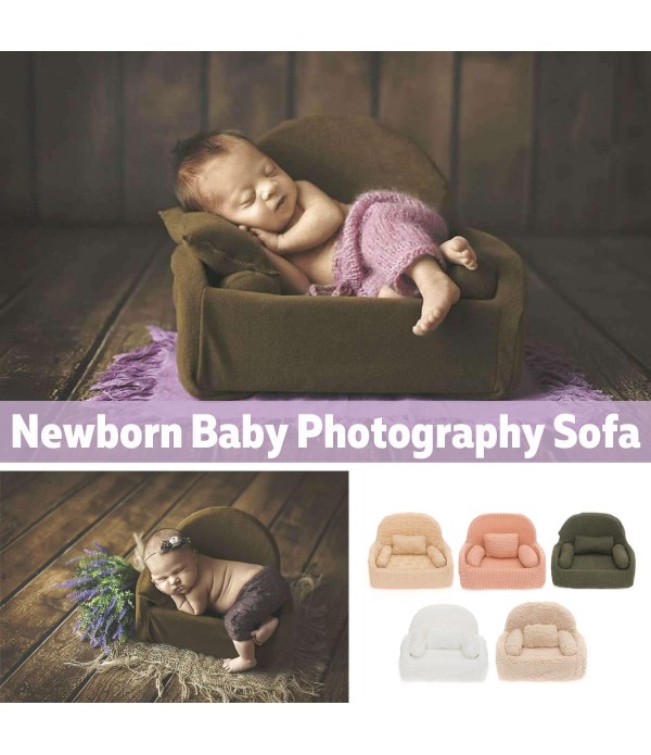 4 in1 Newborn Baby Boy Girl Photography Sofa Chair Soft Bolster Baby Seat Cushion - Beige