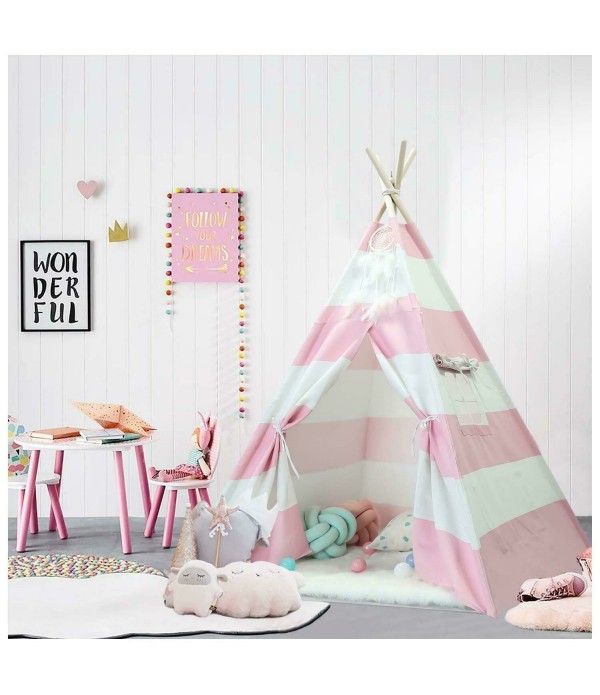 Large Teepee Tent Kids Cotton Canvas Play House Boy Girls Wigwam - Type B