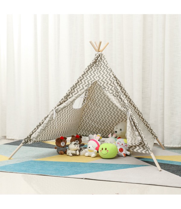 Large Teepee Tent Kids Cotton Canvas Play House Boy Girls Wigwam - Type B