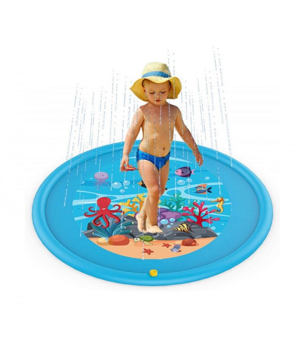 67inch Splash Water Play Mat Sprinkle Splash Play Mat Toy for Outdoor Swimming Beach Lawn Inflatable Sprinkler Pad for Kids - Bl