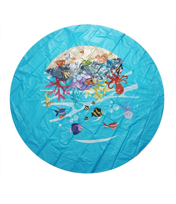 67inch Splash Water Play Mat Sprinkle Splash Play Mat Toy for Outdoor Swimming Beach Lawn Inflatable Sprinkler Pad for Kids - Bl