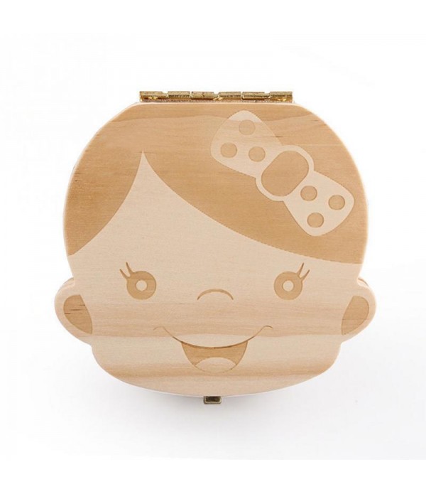 Baby Milk Teeth Wooden Storage Case Save Box Hair ...