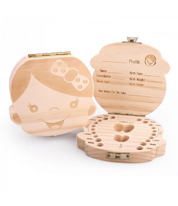 Baby Milk Teeth Wooden Storage Case Save Box Hair Holder Organizer for Girl Boys New Tooth Organizer - #1