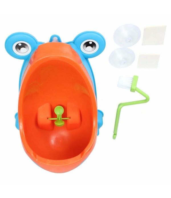 Lovely Frog Brush Cleaning Children Potty Toilet Training Kids Urinal Kid Boy Pee Removable Bathroom - Coffee