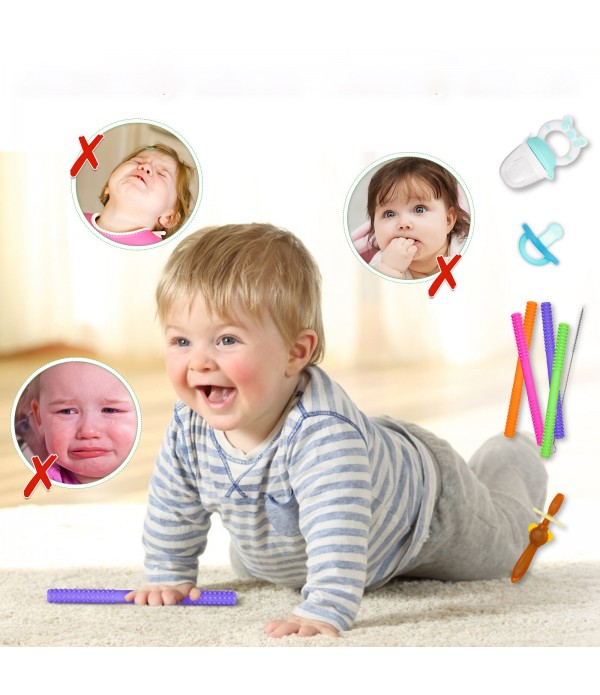 Baby Teething Bars Flexible Easy to Hold Silicone Hollow Teething Tube