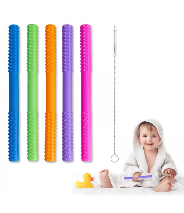 Baby Teething Bars Flexible Easy to Hold Silicone Hollow Teething Tube