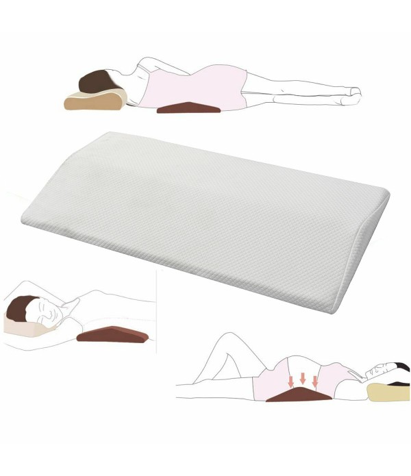 Memory Foam Sleeping Pillow Lower Back Pain Orthopedic Lumbar Support Foot Rest - Grey