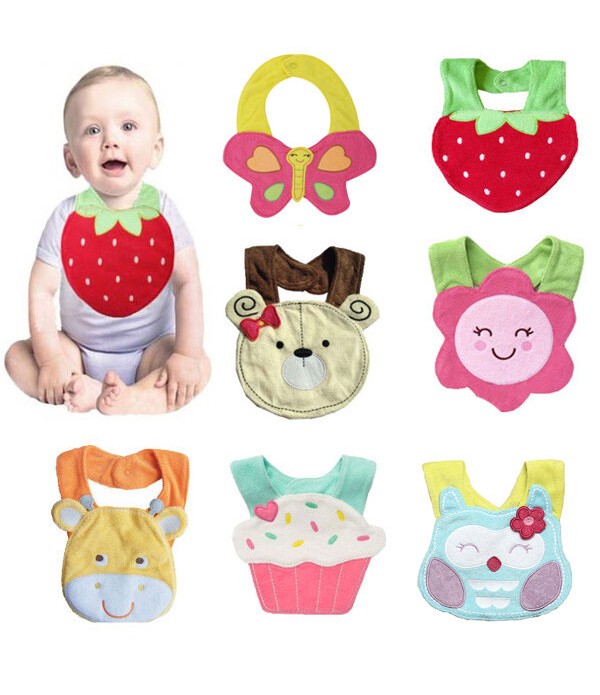 Baby Infant Cartoon Bib Waterproof Girl Boy Cotton Bibs Animals Soft Saliva Towels - Cow