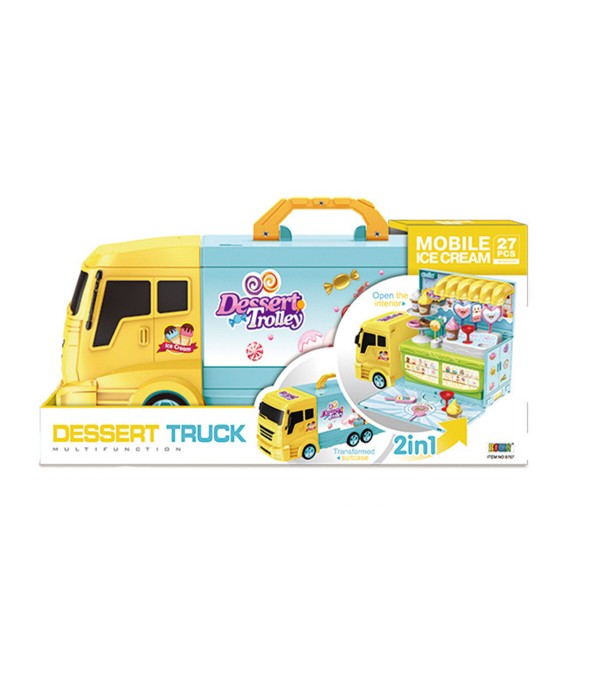 2 In 1 Kitchen Ice Cream Car Tool Set Car  Kitchen Cooking Car Toys Play Set Detachable House Toy for Kid Playset - 1