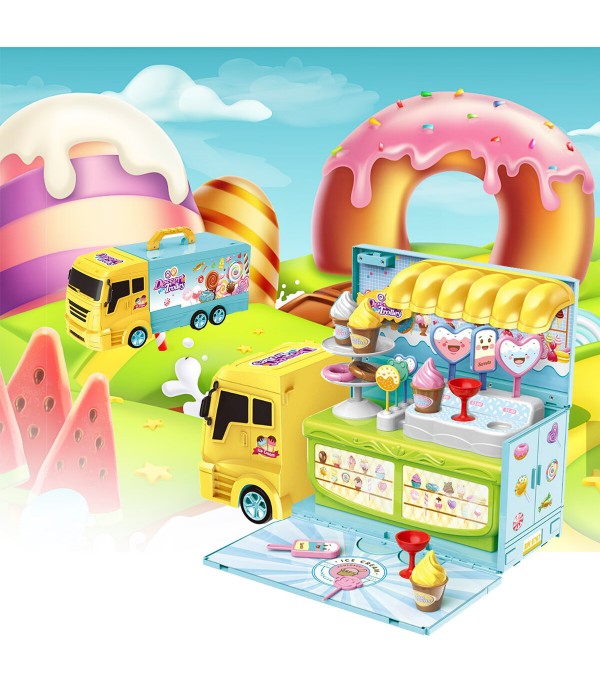 2 In 1 Kitchen Ice Cream Car Tool Set Car  Kitchen Cooking Car Toys Play Set Detachable House Toy for Kid Playset - 1